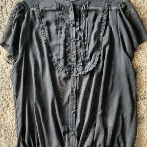 Elegant Black Ruffled Women's Top